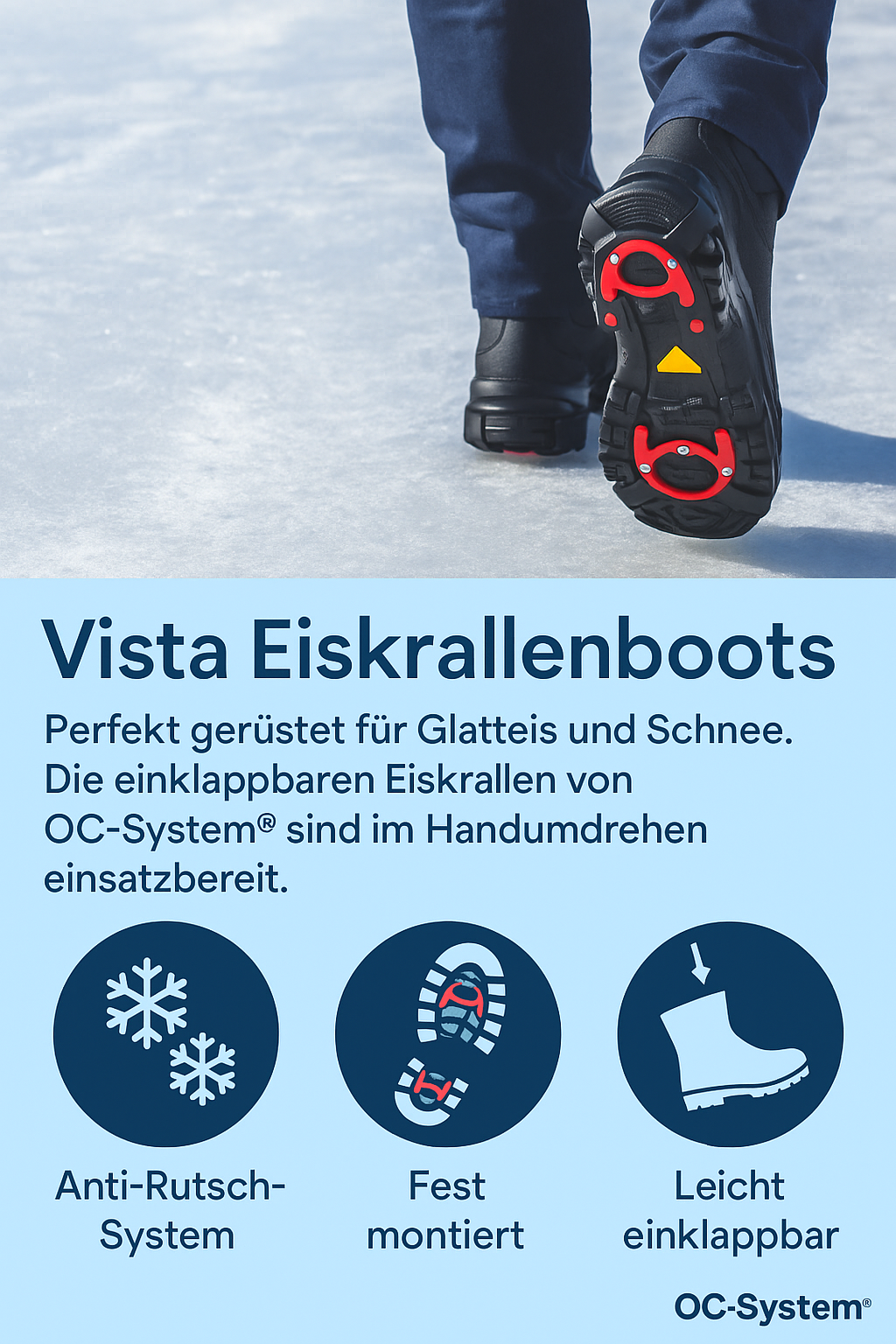 VISTA Herren Winterstiefel Eiskrallen Spikes wasserdicht ReiĂźverschluss 24-4258K