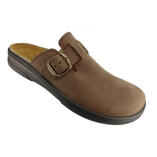 Algemare Herren Clog dunkelbraun - Leder & Wechselfußbett - 7990-3261