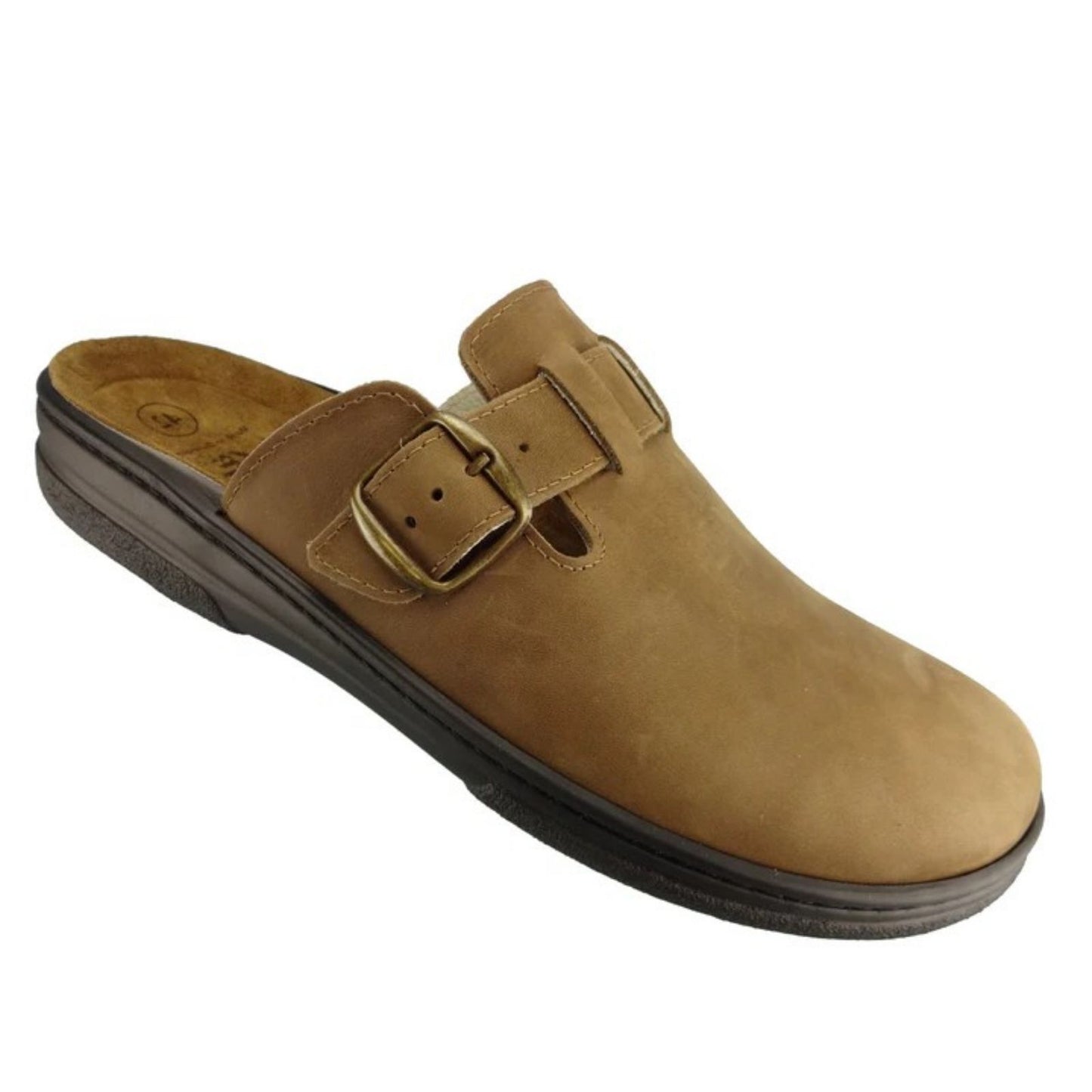 Algemare Men's Clog light brown - Leather & Removable Footbed - 7990-4825