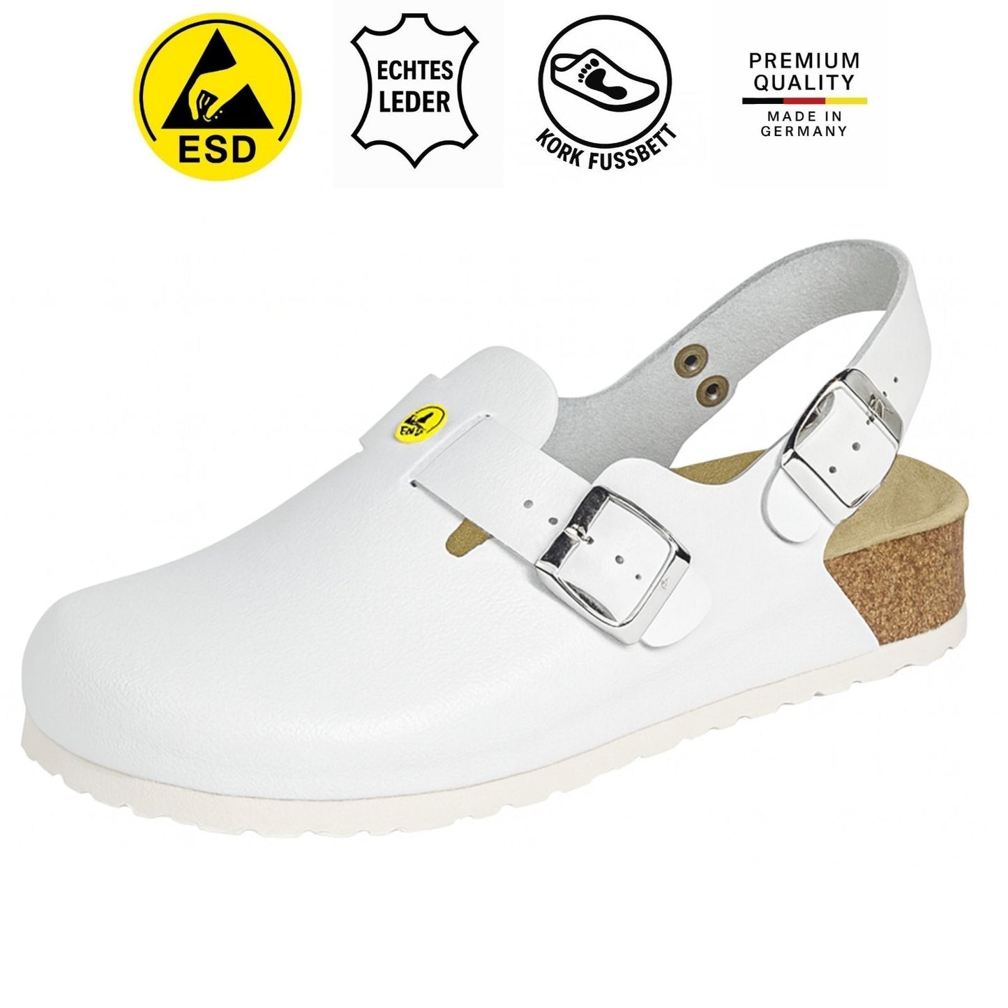 Weeger Damen & Herren ESD Clog weiß - Keilabsatz & antistatisch - 48325-10