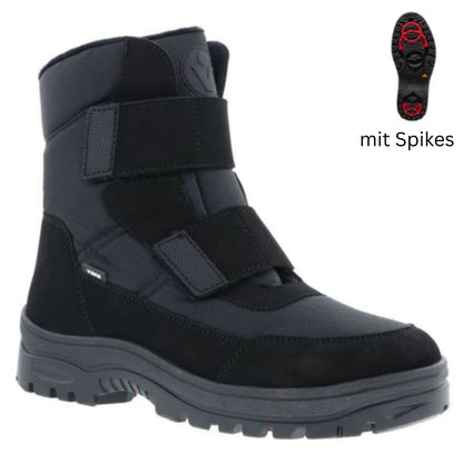 Vista Herren Winterstiefel mit Spikes schwarz - wasserdicht & Klettverschluss - 24-4239K