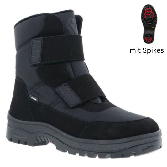 Vista Herren Winterstiefel mit Spikes schwarz - wasserdicht & Klettverschluss - 24-4239K