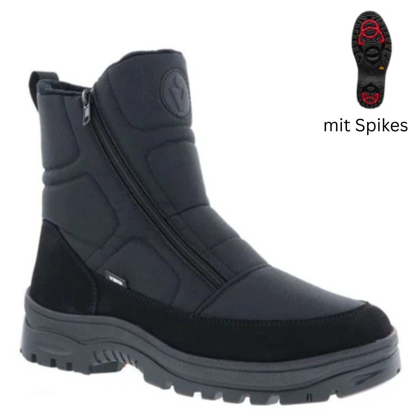Vista Herren Winterstiefel mit Spikes schwarz - wasserdicht - 24-3110K