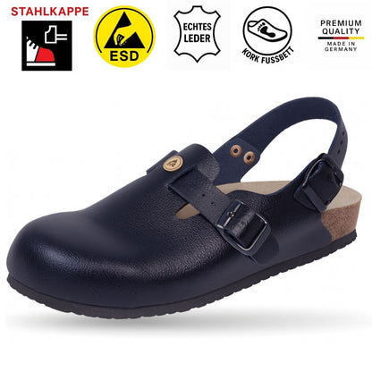 Weeger Women's & Men's ESD Clog with Steel Toe & Heel Strap Black - Antistatic - 48505-20