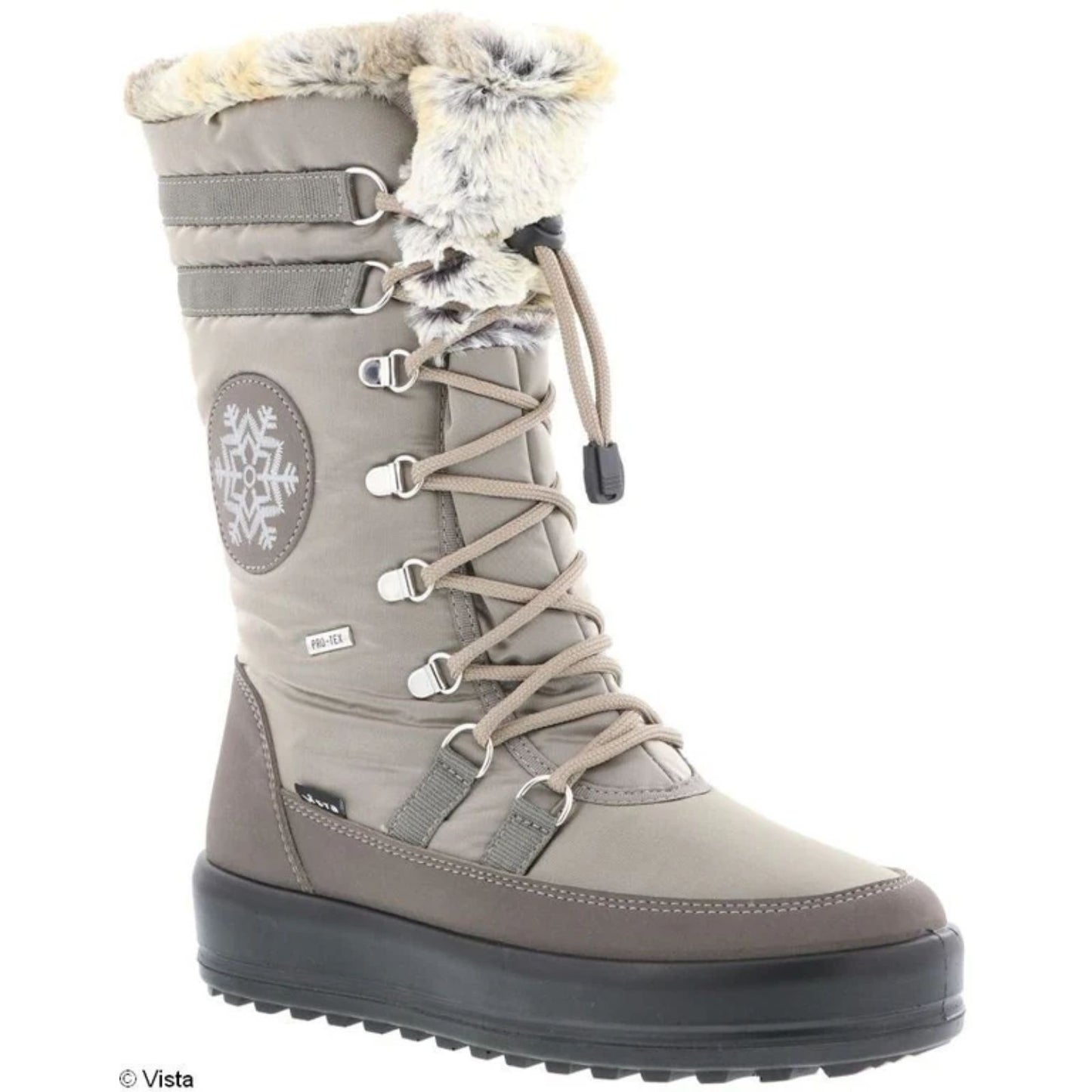 Vista stivali invernali da donna beige - impermeabili e con cerniera
