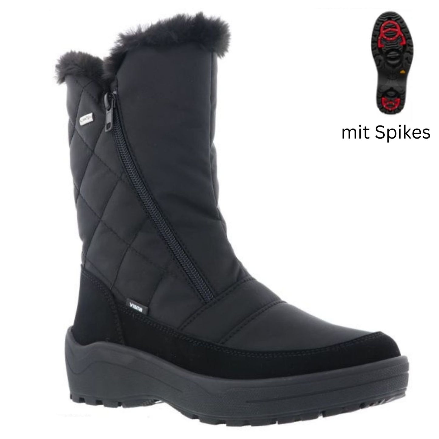 Vista Damen Winterstiefel mit Spikes schwarz – wasserdicht – 24-8784K