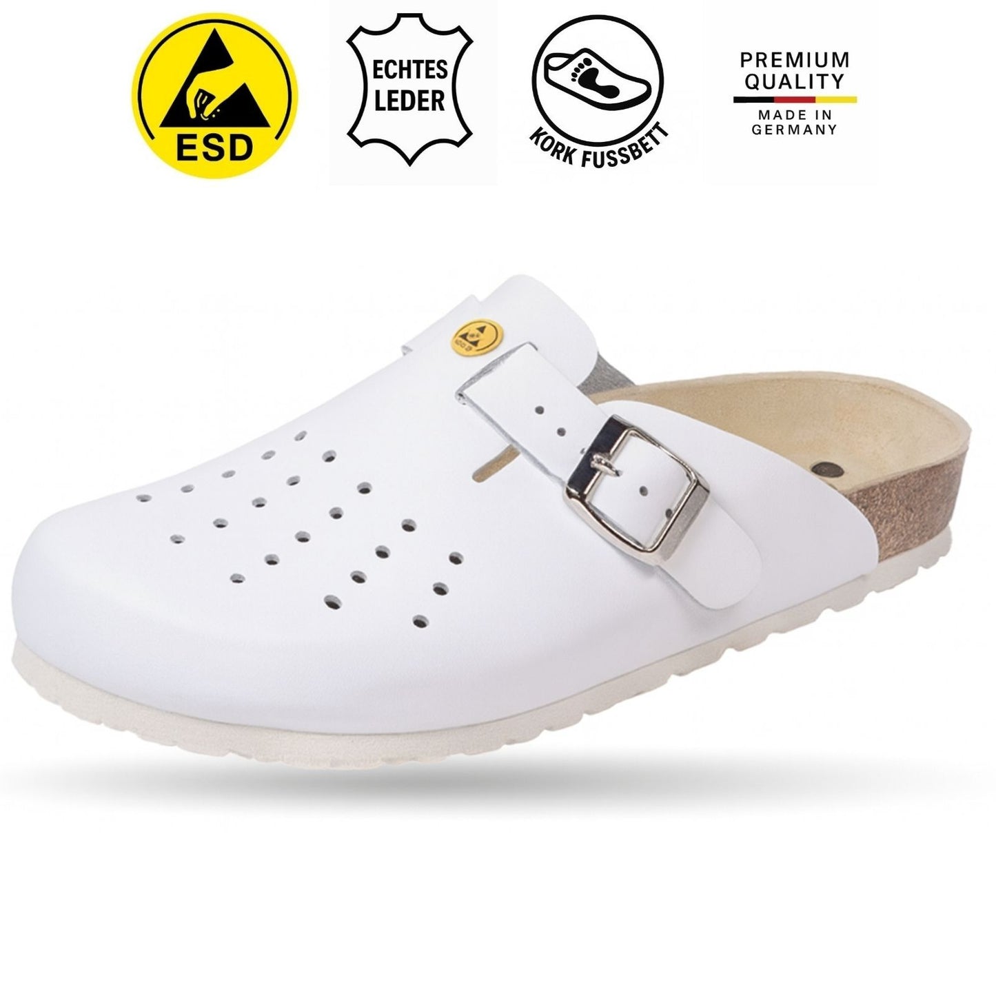 Weeger Damen & Herren ESD Clog gelocht weiß - antistatisch - 48519-10