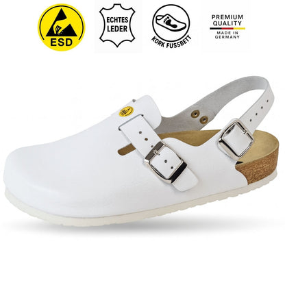 Weeger Zoccolo ESD donna e uomo con cinturino posteriore bianco - antistatico - 48611-10