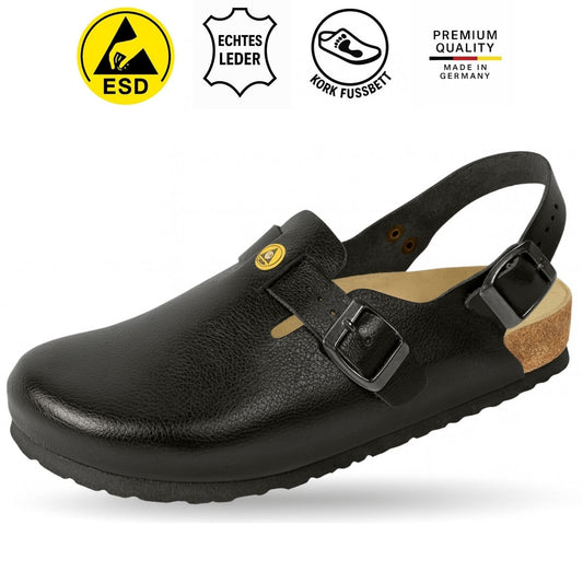 Weeger Damen & Herren ESD Clog mit Fersenriemen schwarz - antistatisch - 48611-20