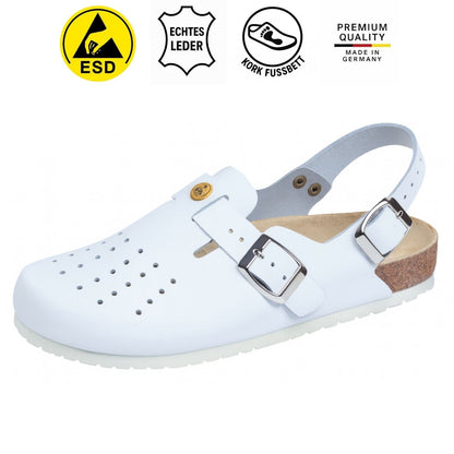 Weeger Zoccolo ESD traforato con cinturino posteriore bianco da donna e uomo - antistatico - 48619-10