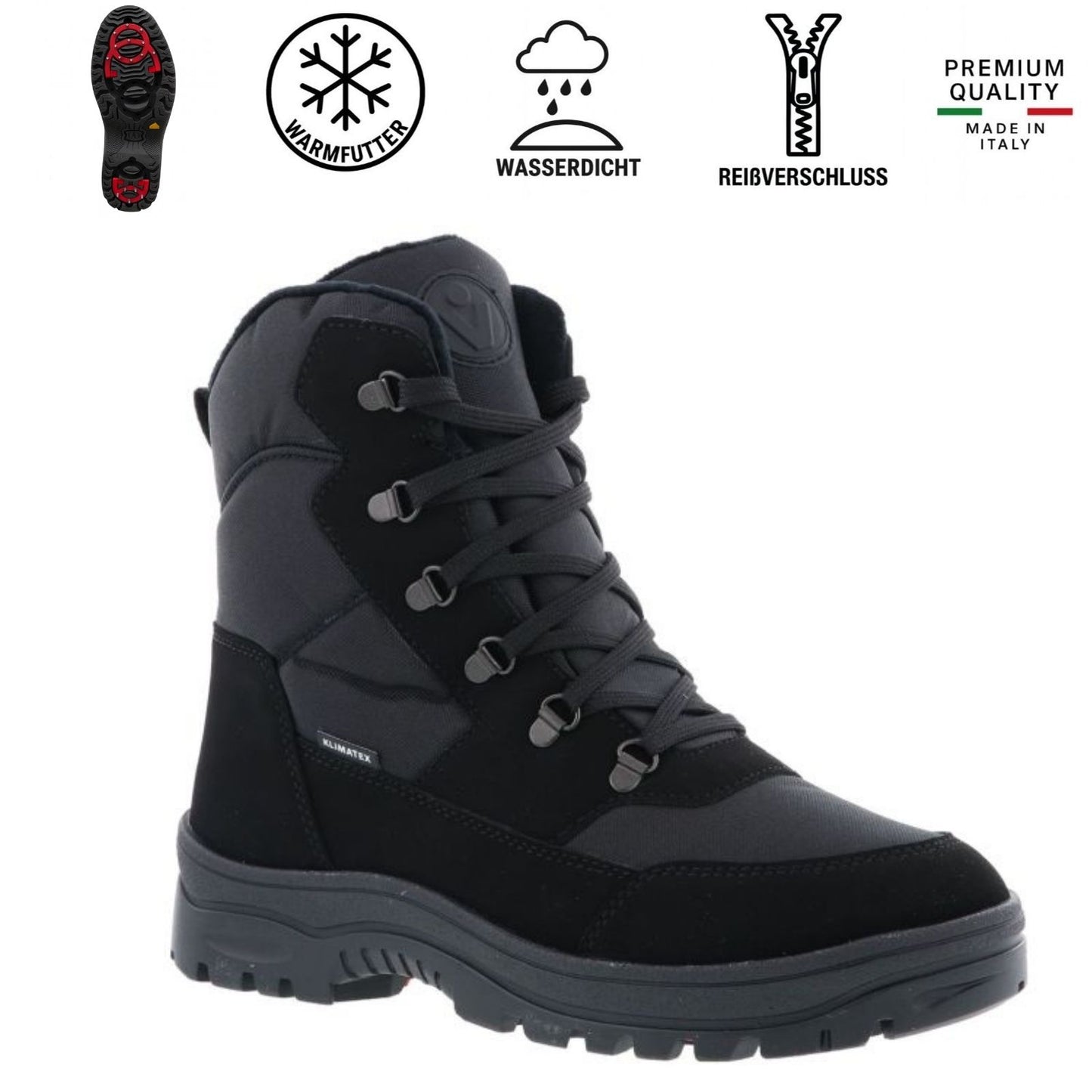 VISTA Herren Winterstiefel Eiskrallen Spikes wasserdicht Reißverschluss 24-4258K