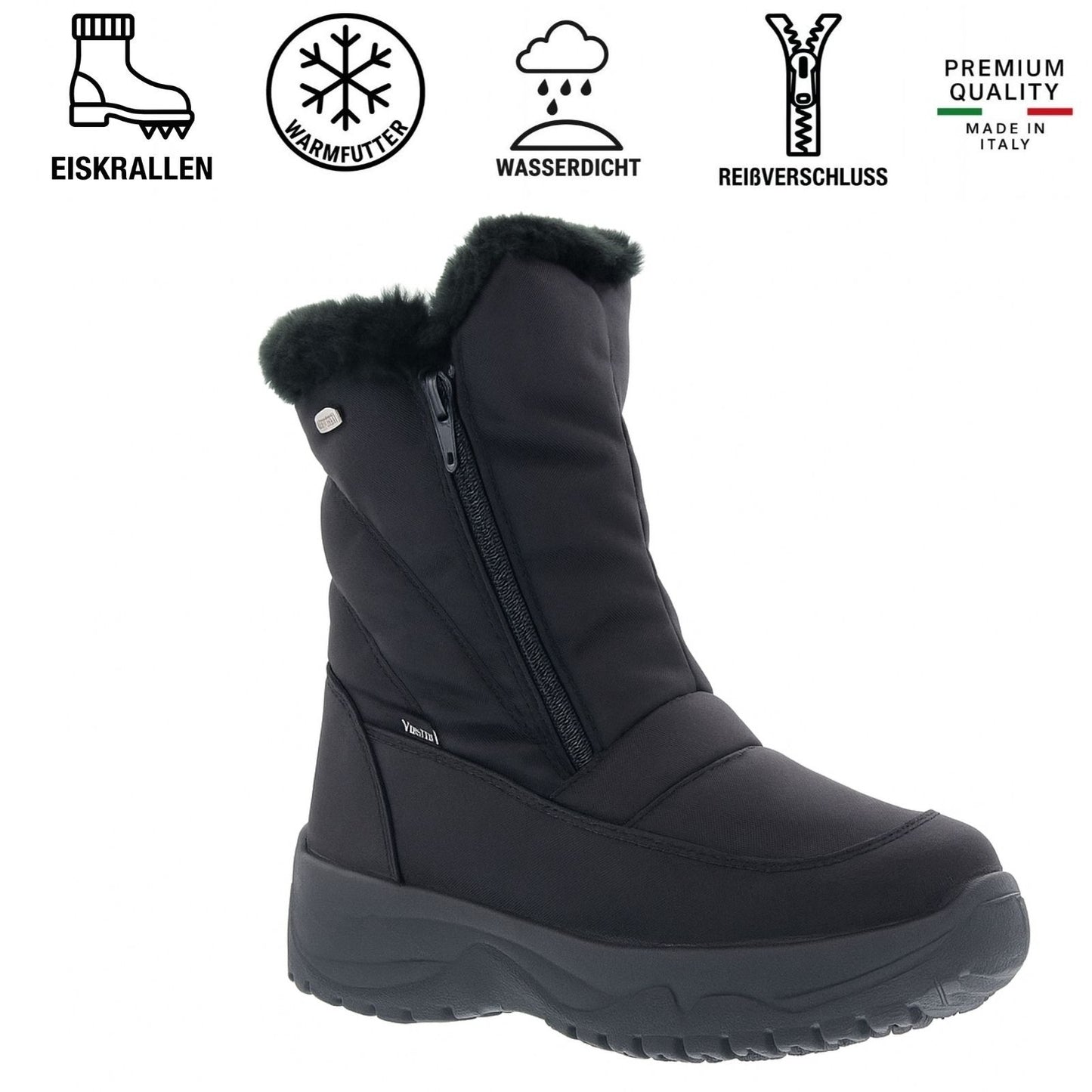 Vista Damen Winterstiefel mit Spikes schwarz – wasserdicht – 24-4898K