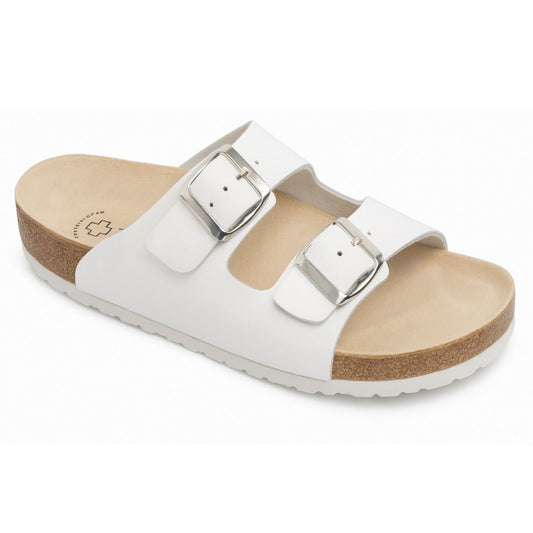 Weeger Damen & Herren Pantolette weiß - Leder & Korkfußbett - 41110