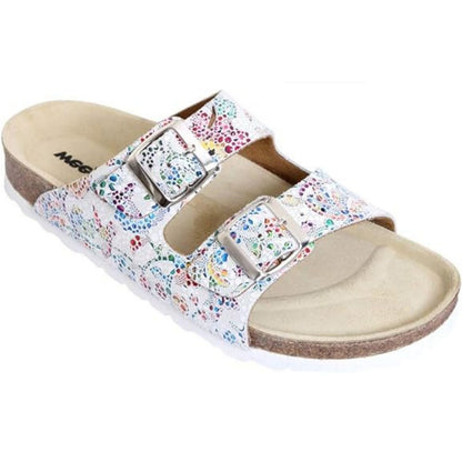 Weeger Damen & Herren Pantolette mosaik - Leder & Korkfußbett - 41110-11