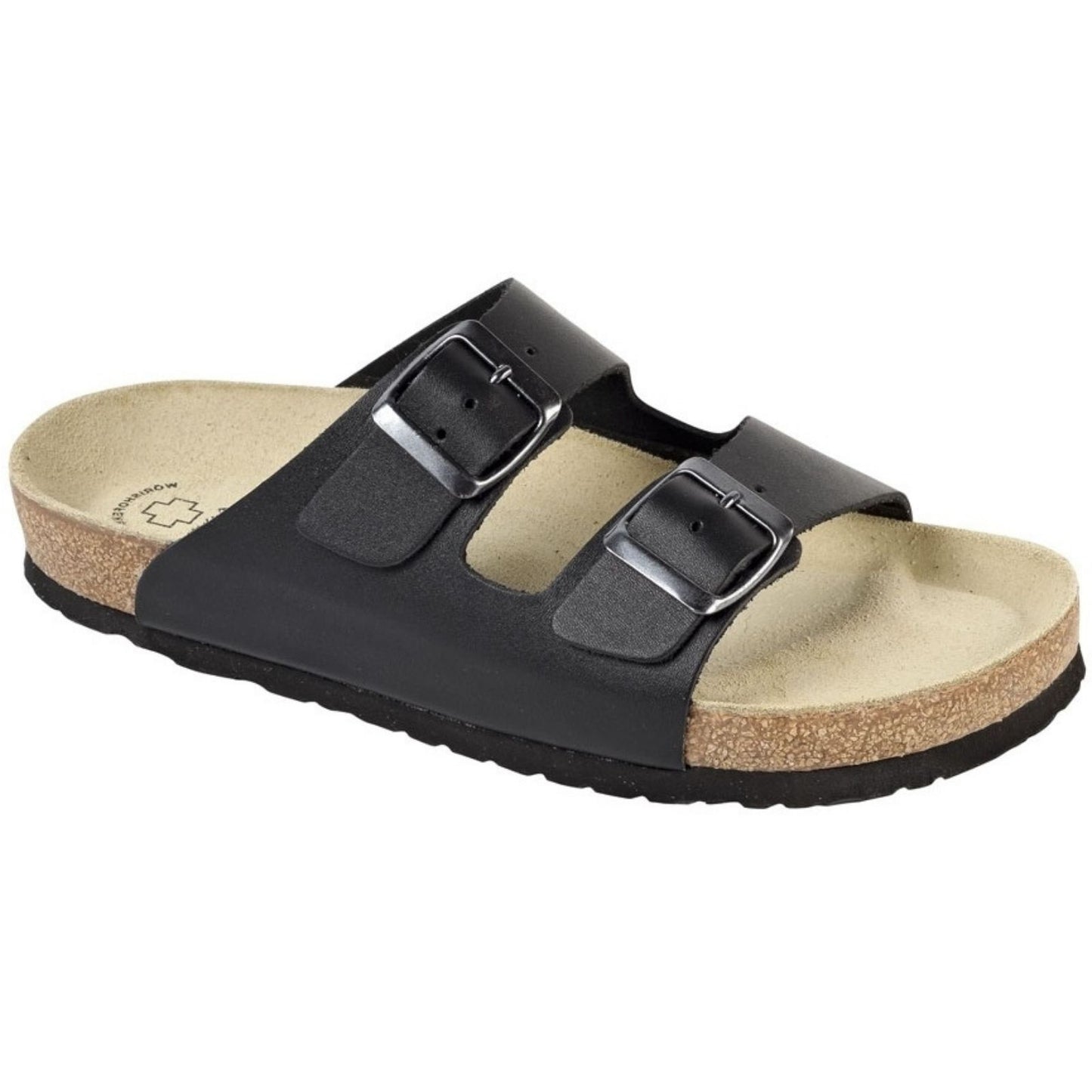 Weeger Damen & Herren Pantolette schwarz - Leder & Korkfußbett - 41110