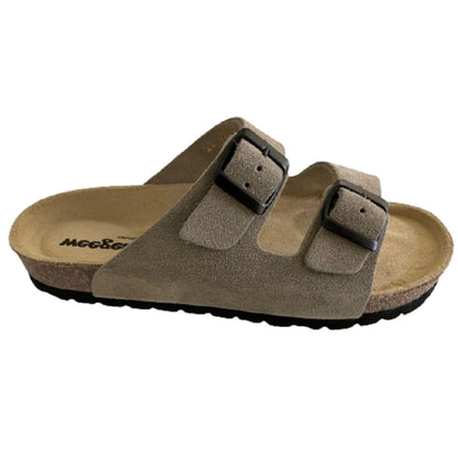 Weeger Damen Herren Pantolette taupe - Leder & Korkfußbett - 41110-54