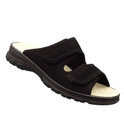 Algemare Damen Pantolette schwarz - Leder & Wechselfußbett - 64462