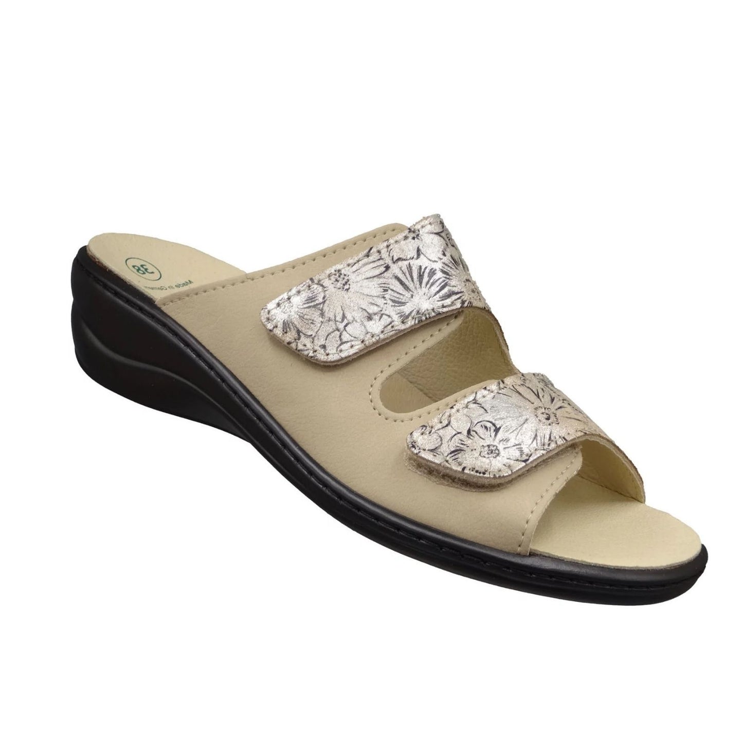 Algemare Damen Pantolette beige - Leder & Wechselfußbett - 1447-3934
