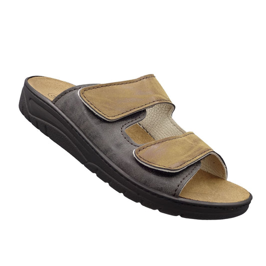 Algemare Herren Pantolette - Leder & Wechselfußbett - 72612