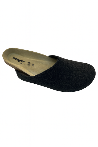 Weeger Damen Herren Filz Hausschuhe mit Wechselfußbett - Leder & Korkfußbett - 48100