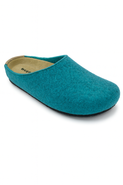 Weeger Damen Herren Filz Hausschuhe mit Wechselfußbett - Leder & Korkfußbett - 48100