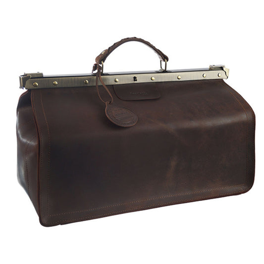 GreenLand Doktortasche aus Büffelleder – Vintage XXL Dunkelbraun